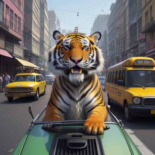 Vibrant Tiger Taxi Driver in Kolkata