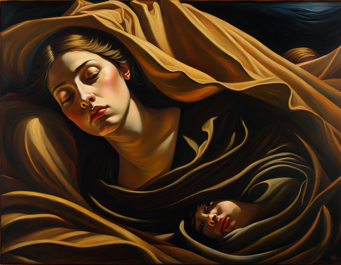 Antigone's Lament: Golden Hour Oil Painting