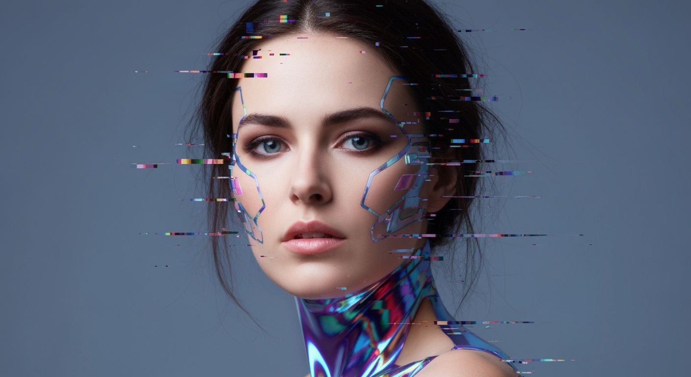 Futuristic Woman Portrait with Glitch Effects