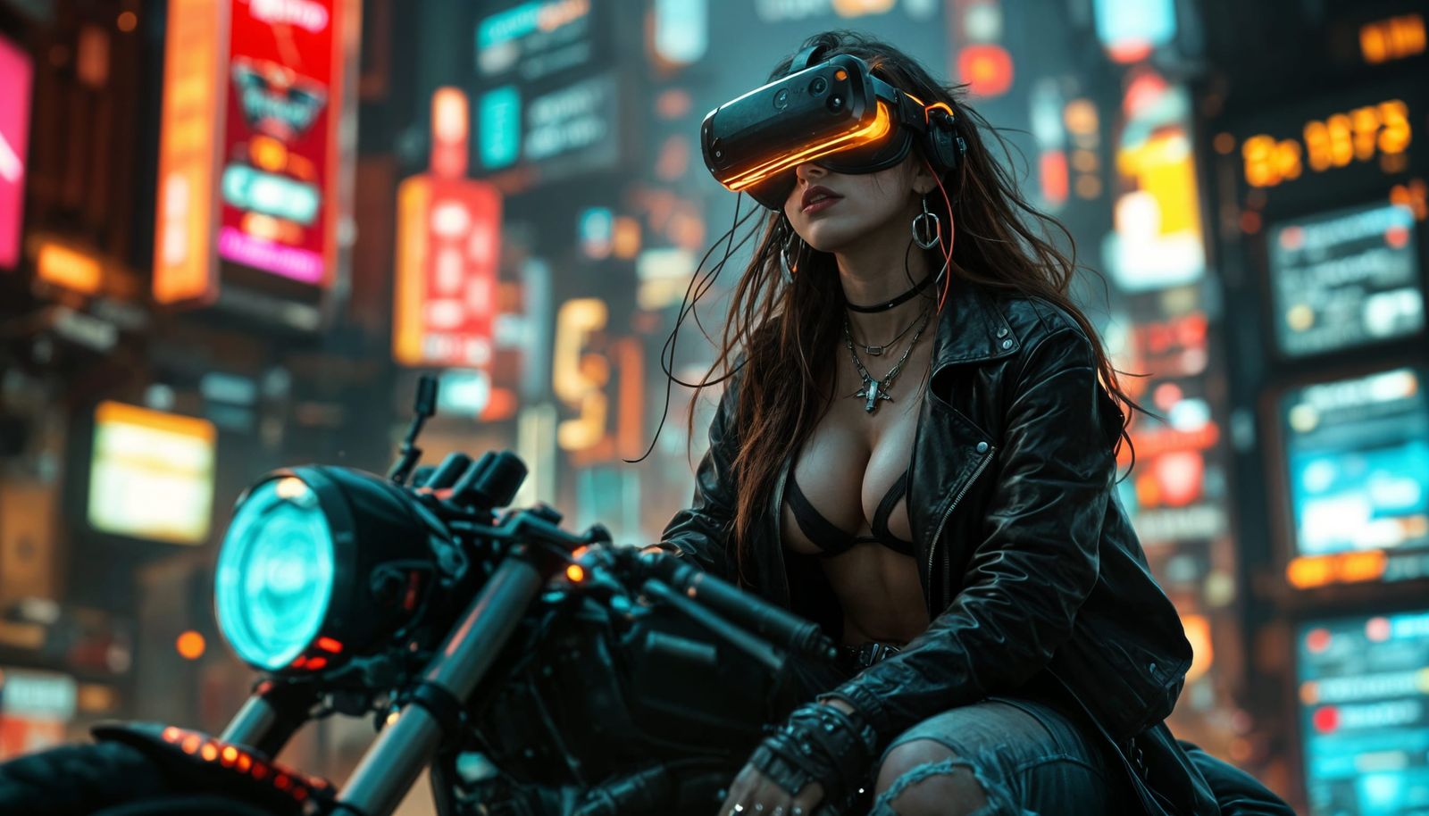 Glowing Cyberpunk Girl in the Matrix