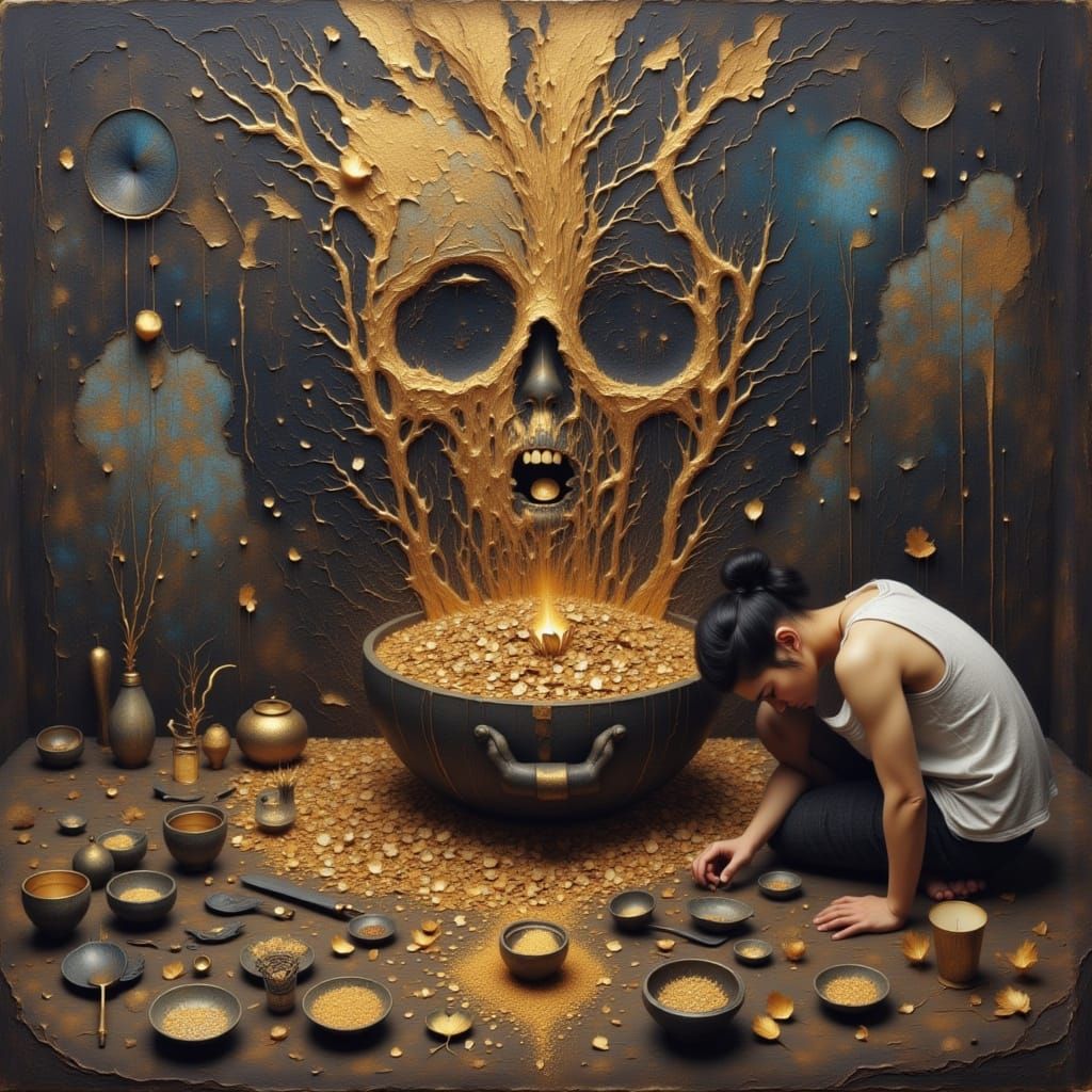 Kuntsugi and Craquelure Effects with Diamond Patterns