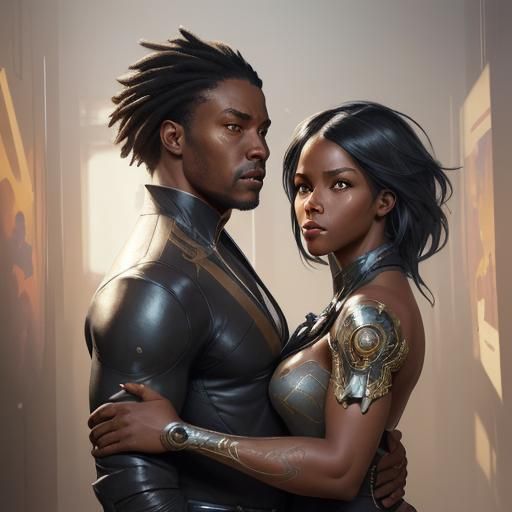 Hyperdetailed Portrait of a Black Couple
