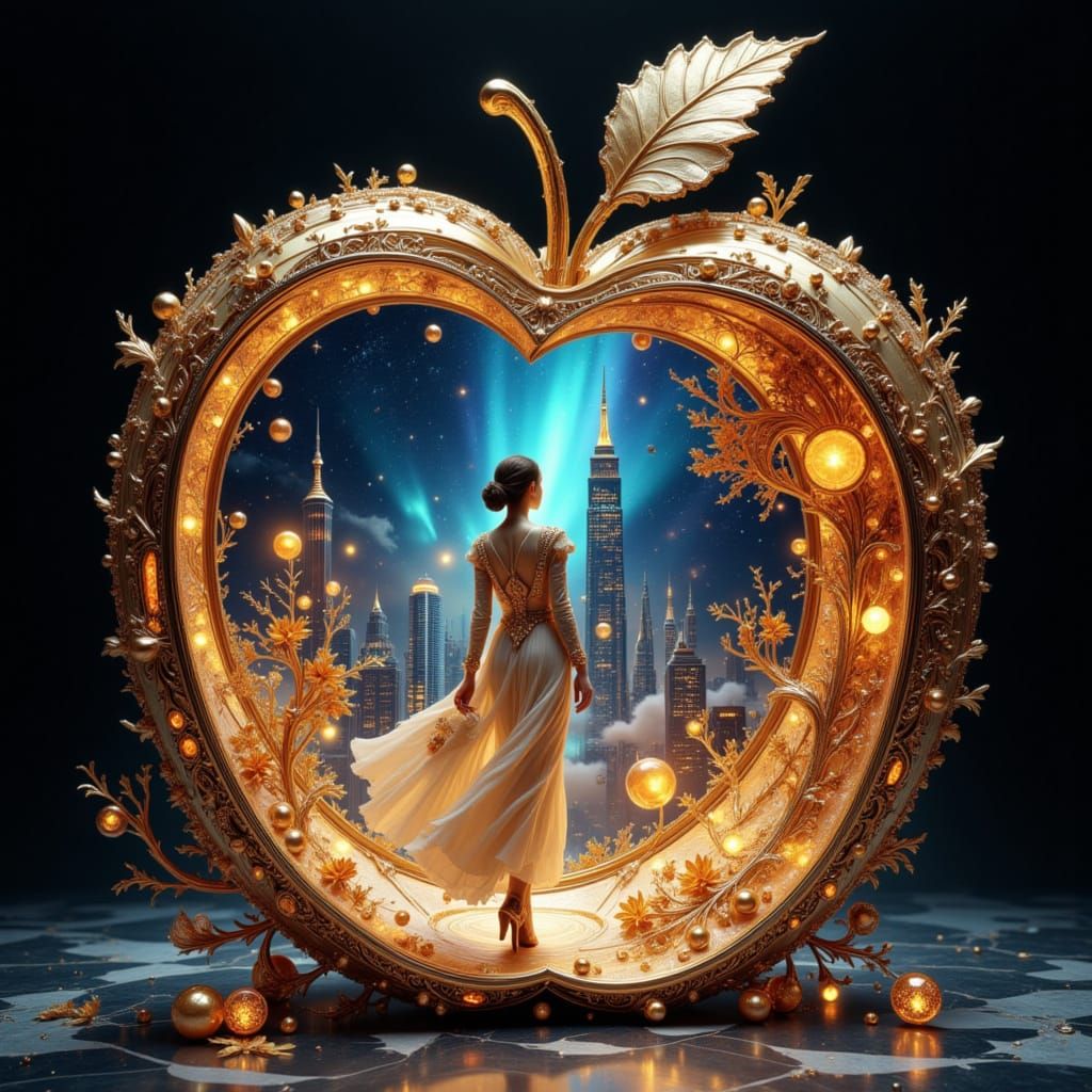 Fashion Model Enters Crystal Apple with NYC View