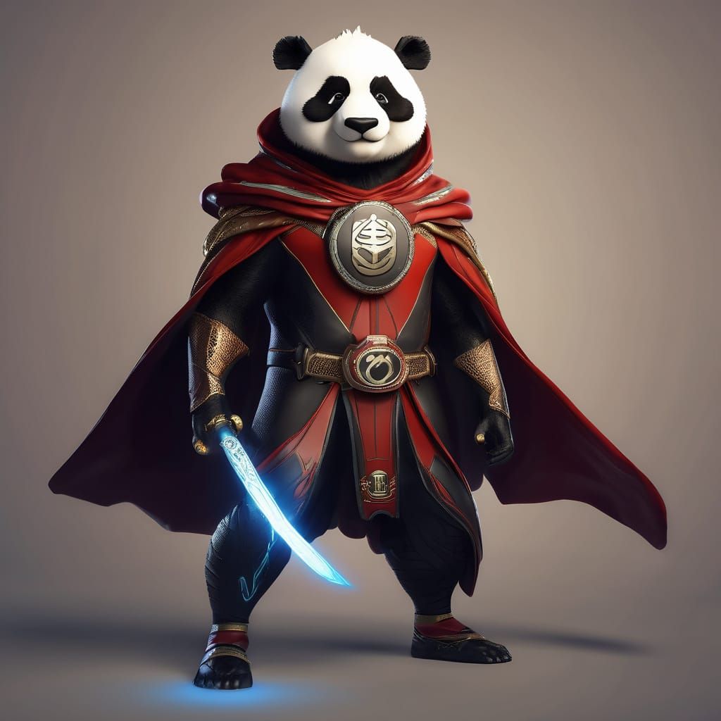 Panda Superhero in Dramatic Digital Matte Painting