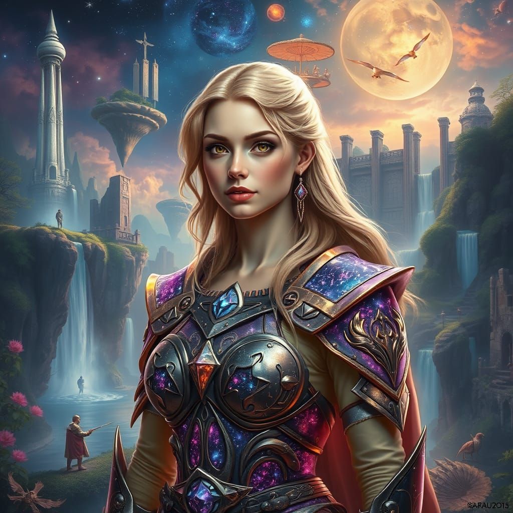 Serene Warrior Princess in a Lush Garden