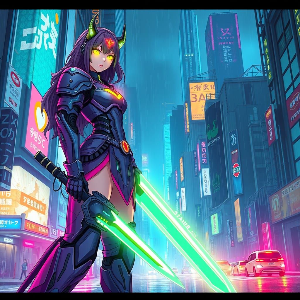 Cyberpunk Princess Defies Dystopian Megacorporations in Neon...