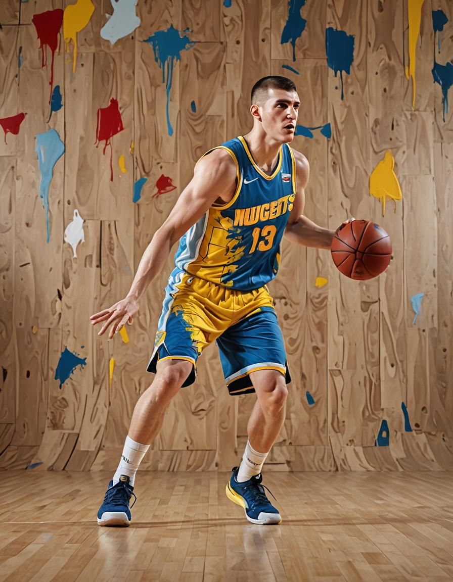 Nikola Jokic in Abstract Expressionist Action Portrait