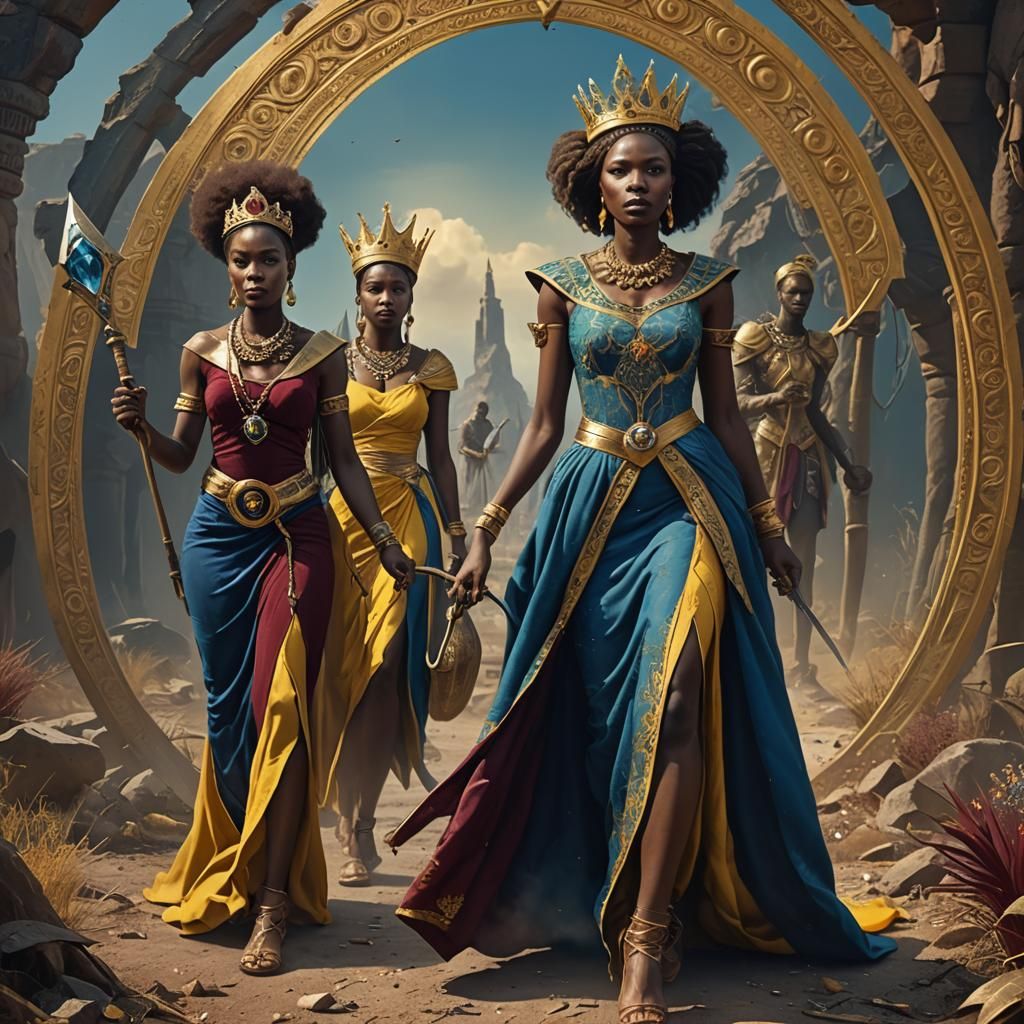 Three Royal African Women in Mystic Scene