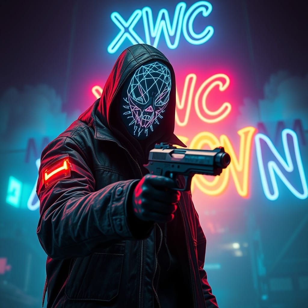 Cyberpunk Hero Frozen in Time