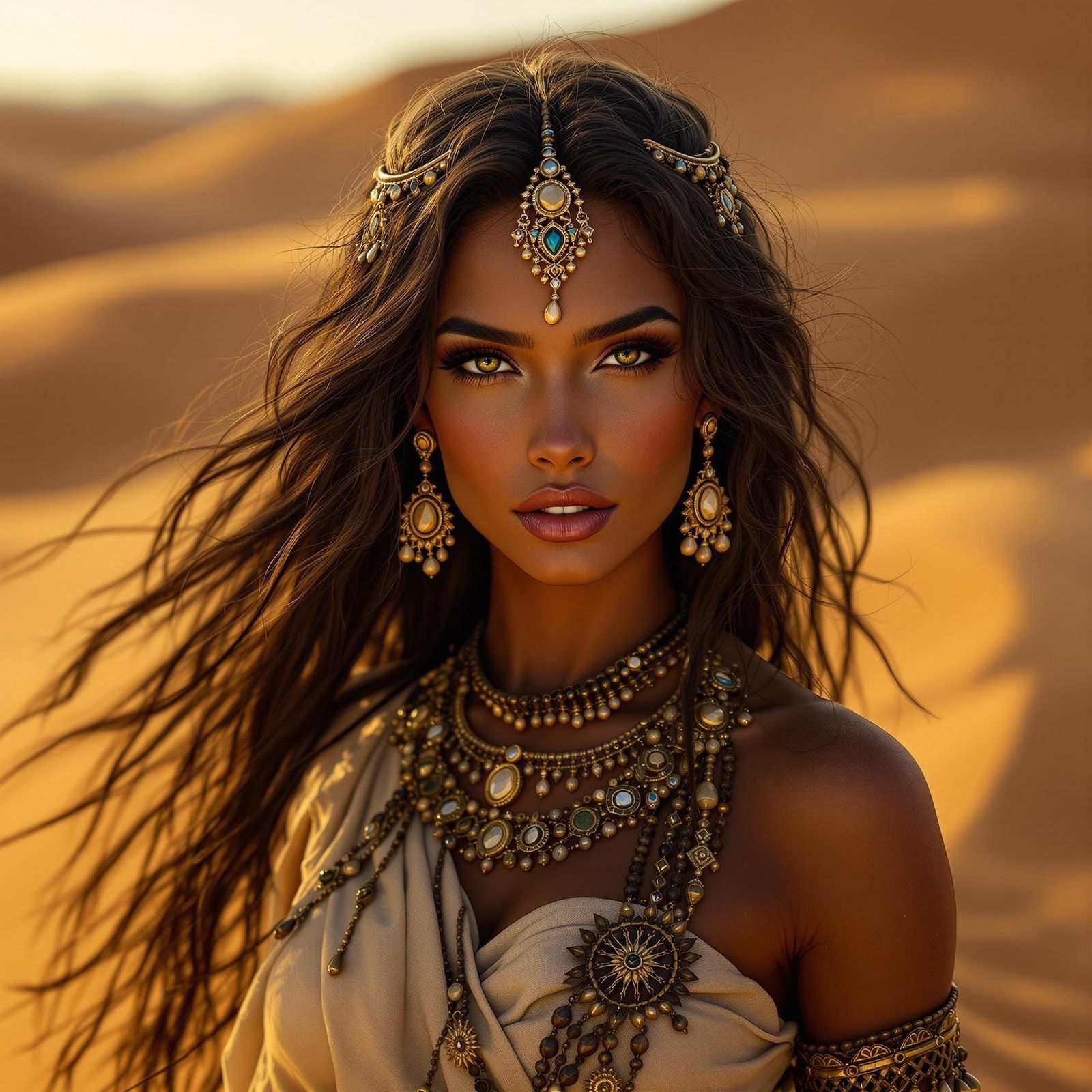 Nomadic Desert Queen in Golden Hour Light