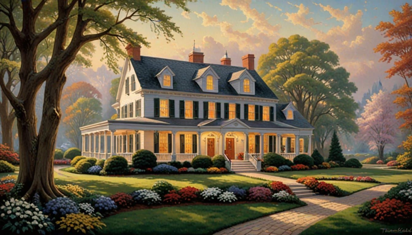 The White House in Thomas Kinkade's Signature Style