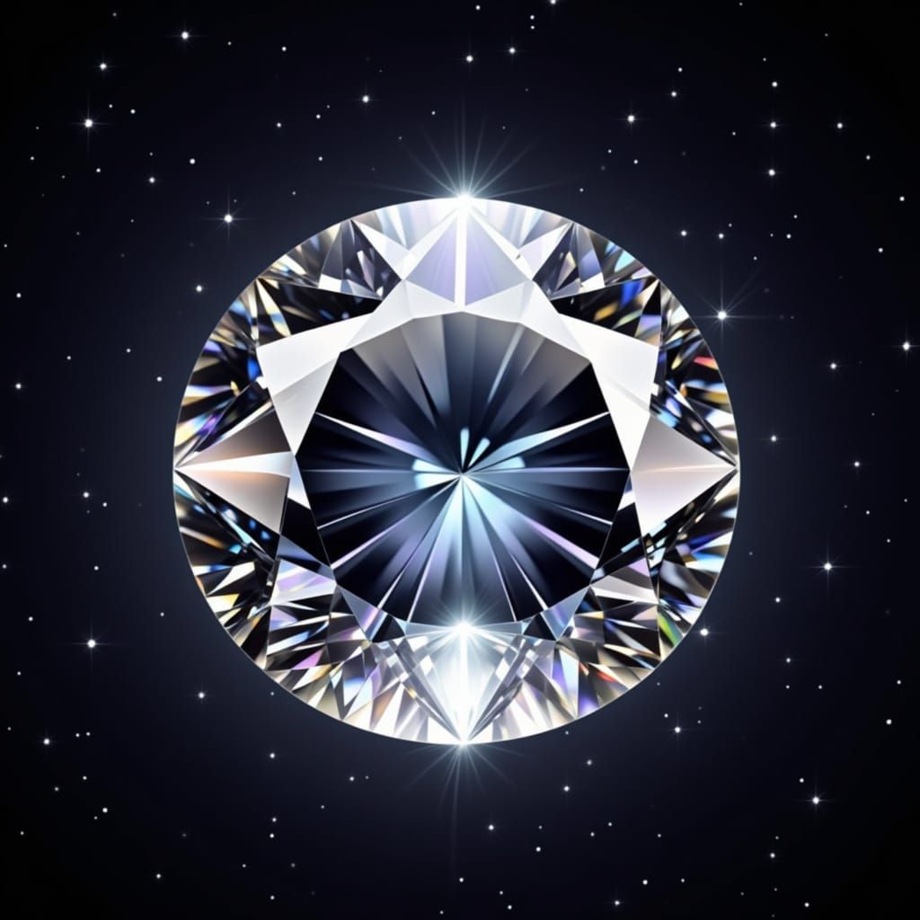 Brilliant Round Diamond in Starry Field
