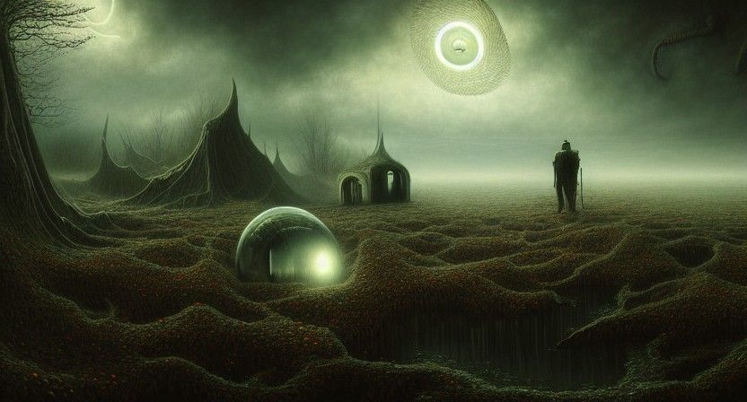 Surreal Eldritch Arrival: Ultra-Realistic Horror Painting