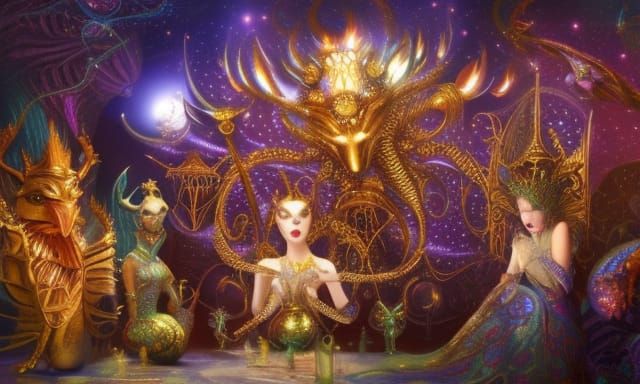 Ethereal Royal Family in Surreal Landscape as Digital Art