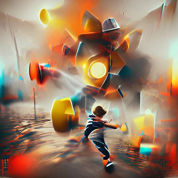 Atomic Child's Energetic Escape: Cubist Hyperrealism
