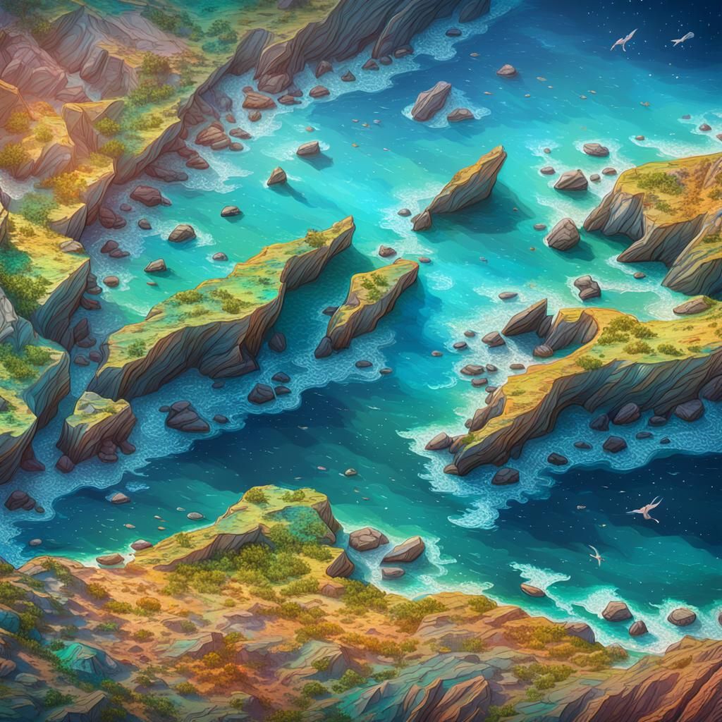 Cosmic Aerial View of a Rocky Coastline