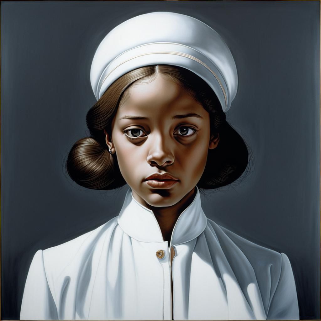 Detailed Portrait in Atelier, Technical Drawing Style