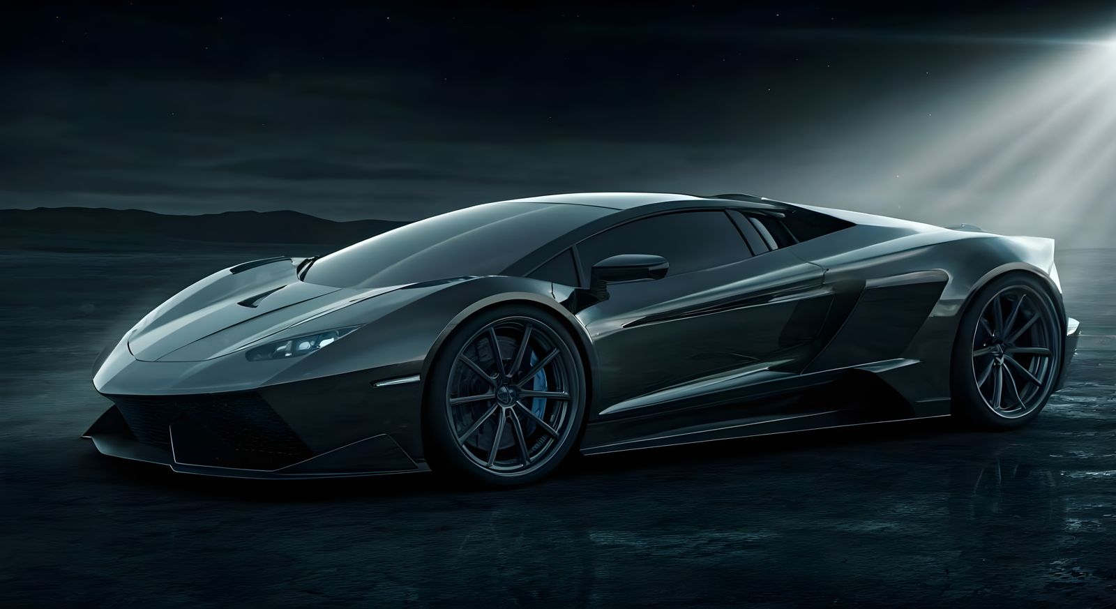 Alien Supercar on Eerie Planet in Cyberpunk Style