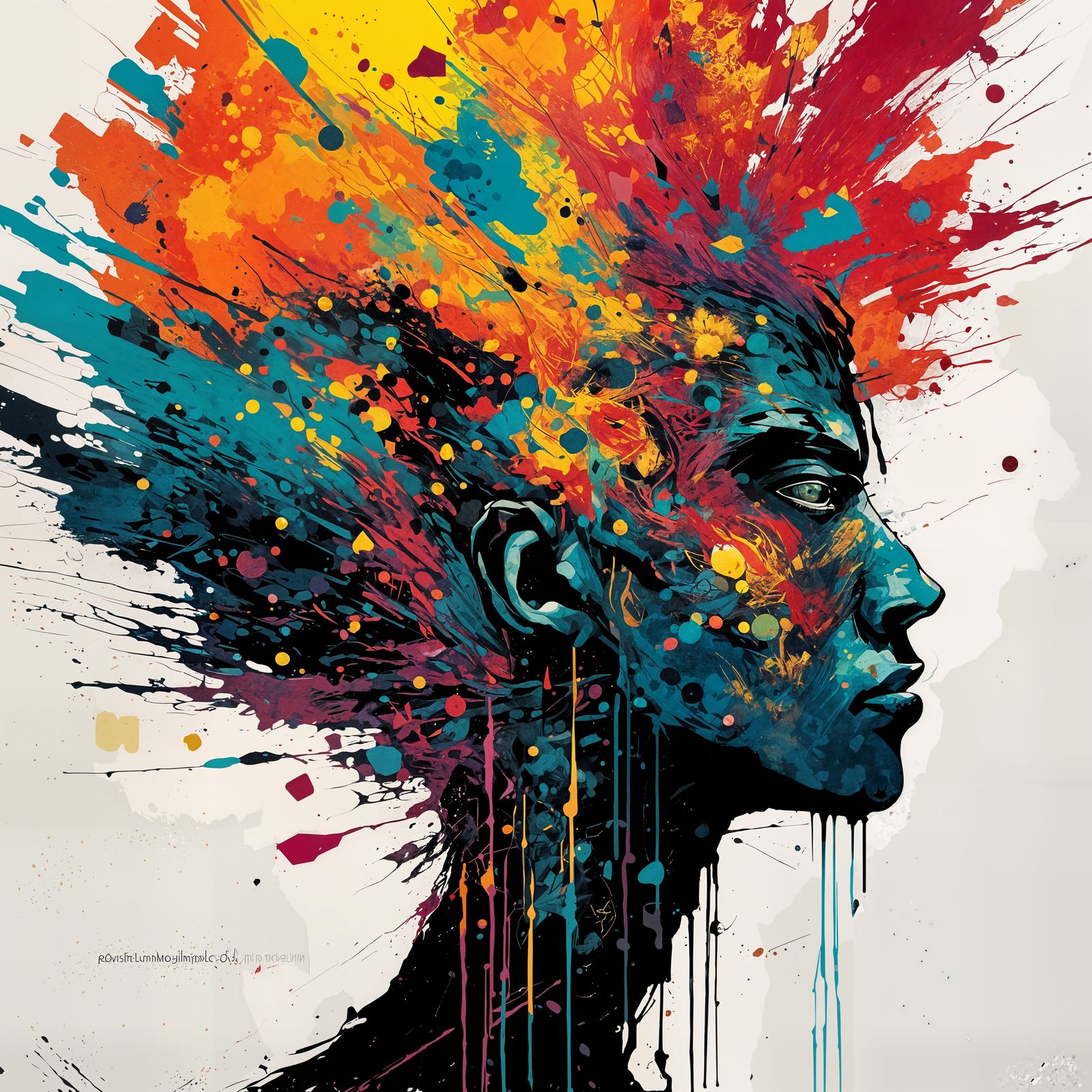 Abstract Android Emotions in Street Art Style