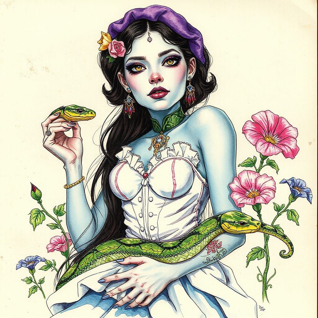 Candy Serpent Witch in Sketchbook Style