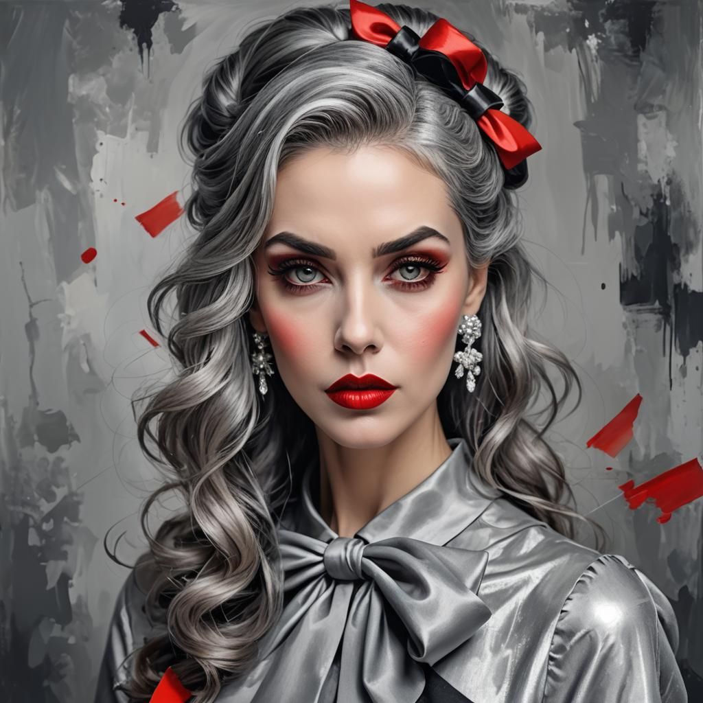 Glamorous Woman with Smoky Eyes and Red Lips