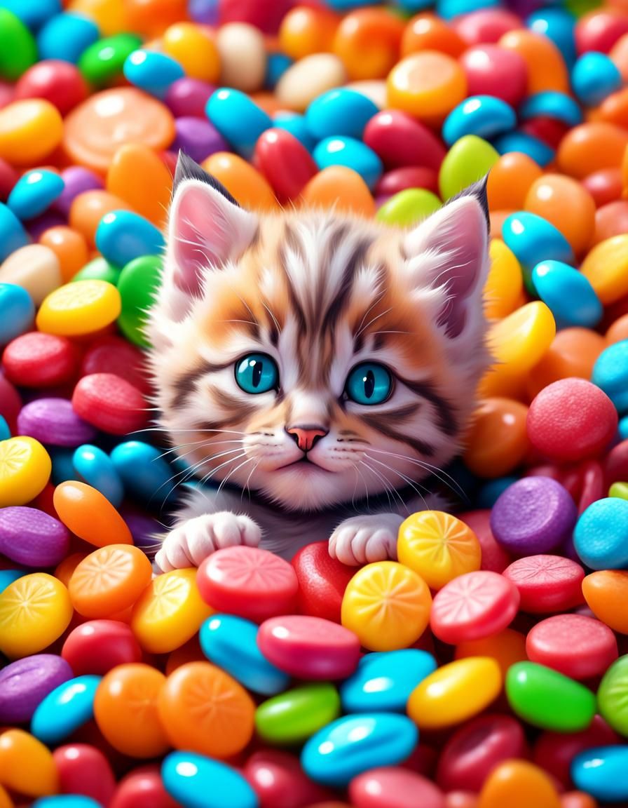 Kitten in a Pile of Candy