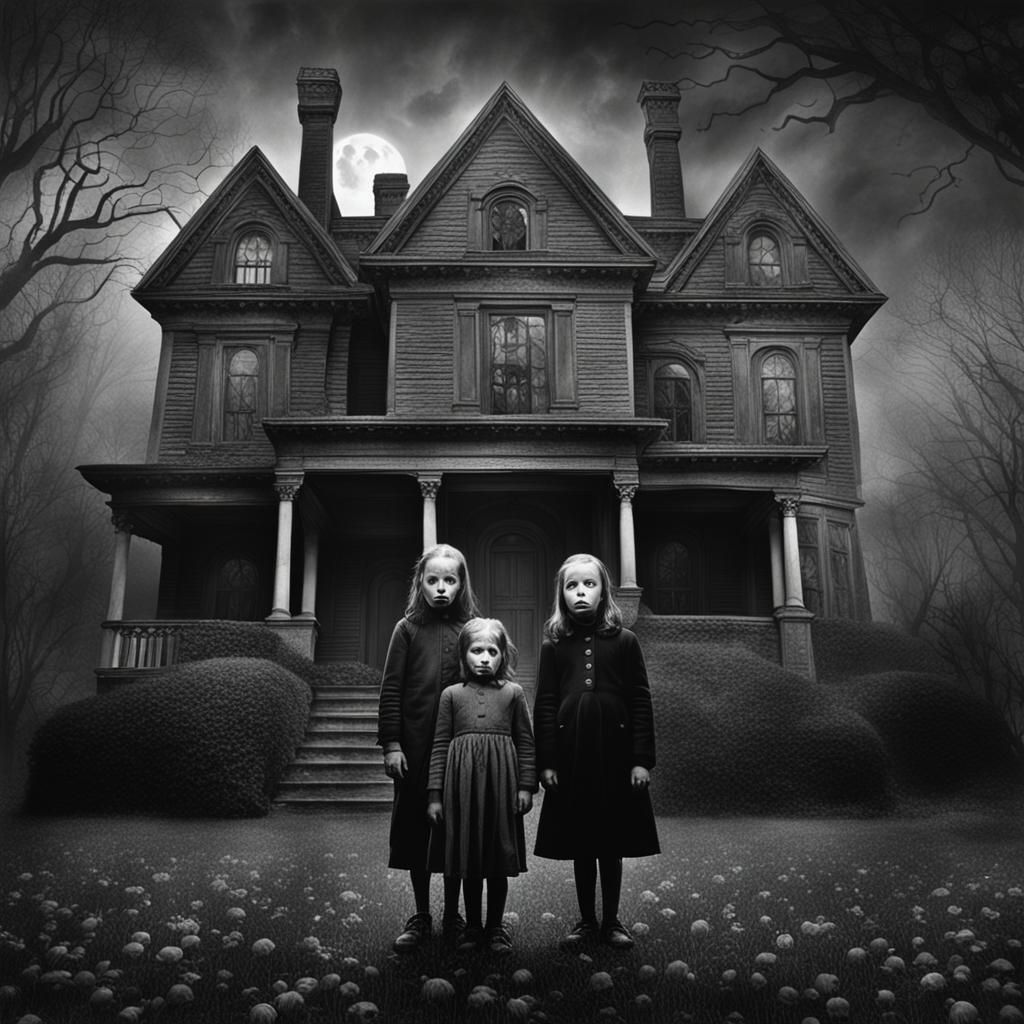 Grey Gardens Mansion as Haunted House in Photorealistic Styl...