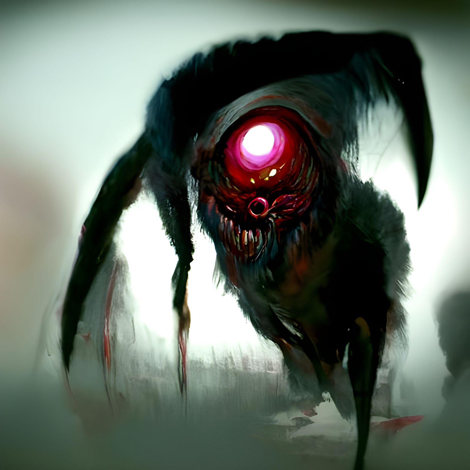 Sinister Demonic Eyeball Creature, Dark Fantasy Art
