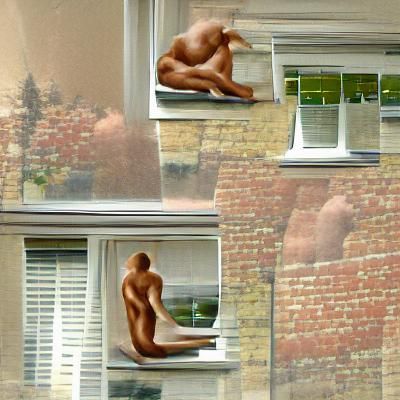 Nude Man Contemplating on a Windowsill