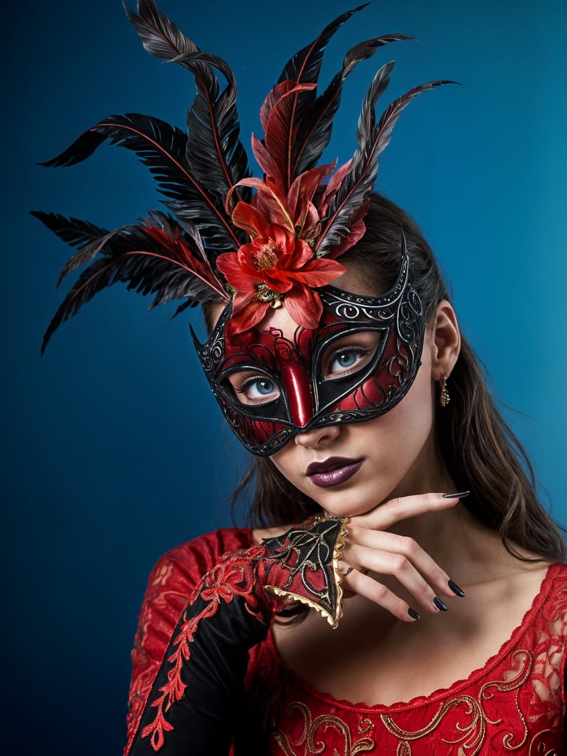 Masquerade Ball: Cinematic Portrait of a Young Woman