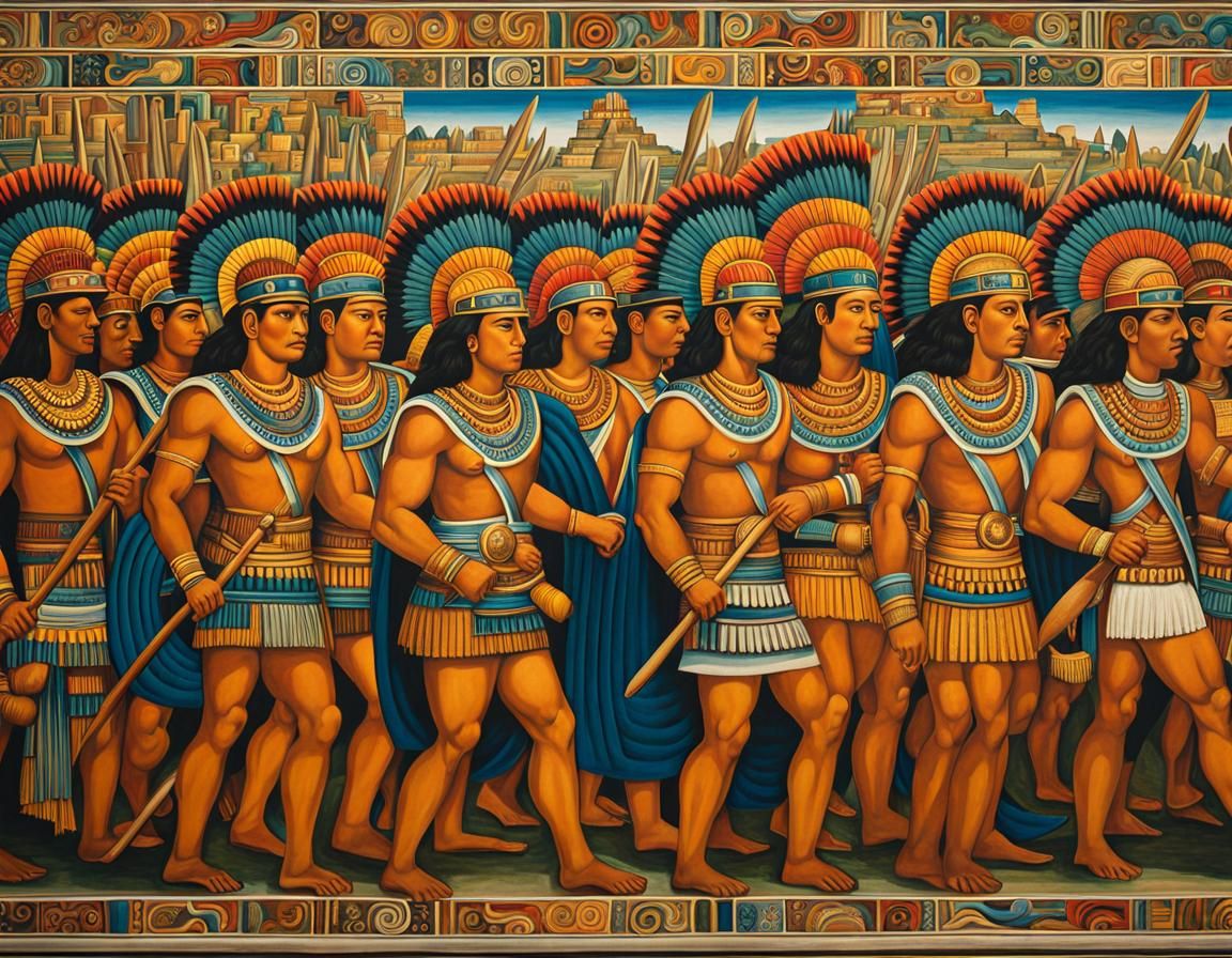 Aztec Mural (Style of Diego Rivera) 240406A