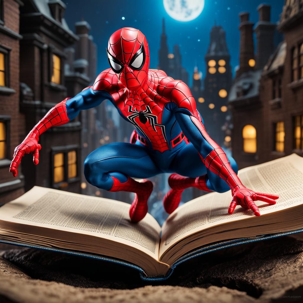 Hyperdetailed Spiderman Emerges from Comic Book