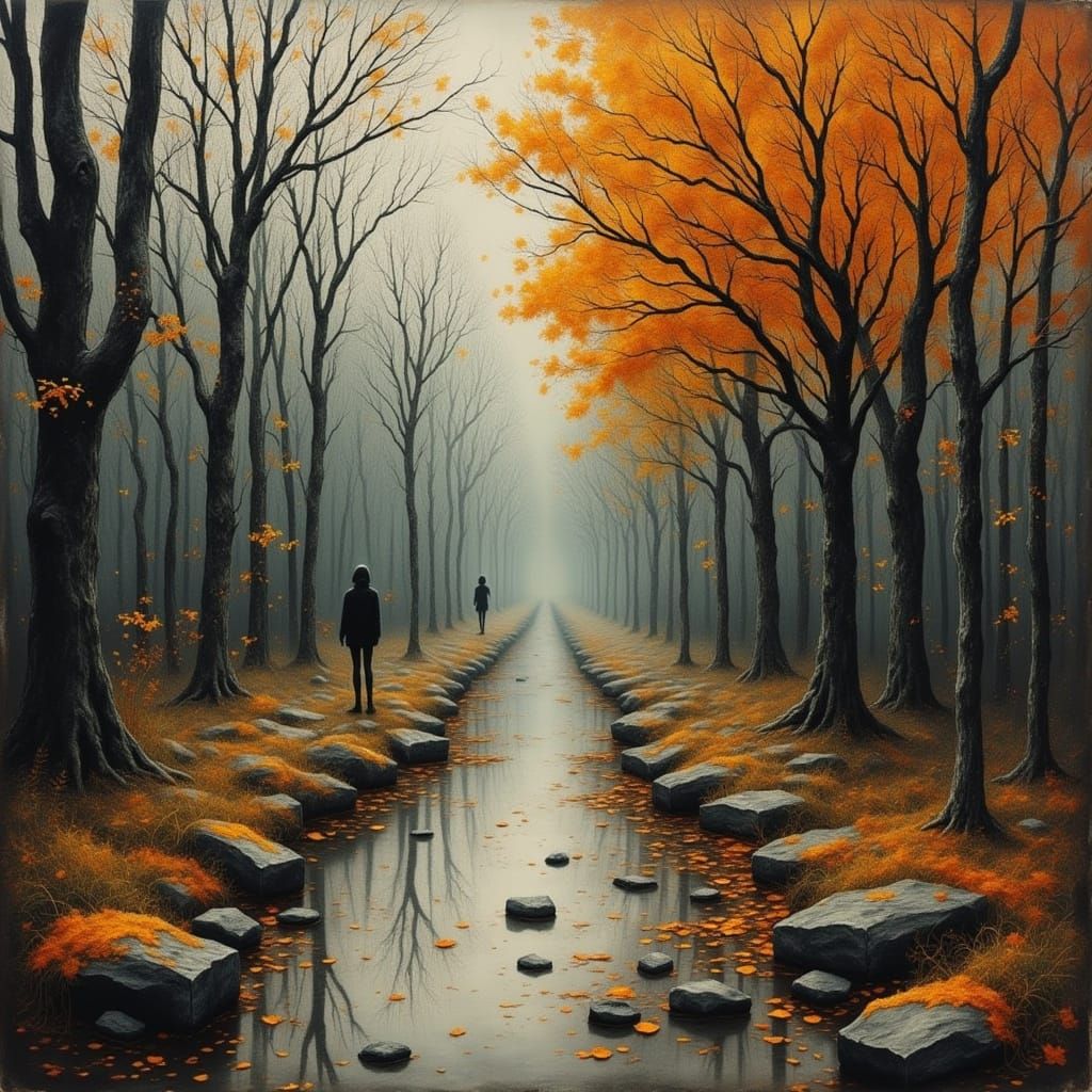 Surreal Autumn Landscape Walk in Dreamy Style