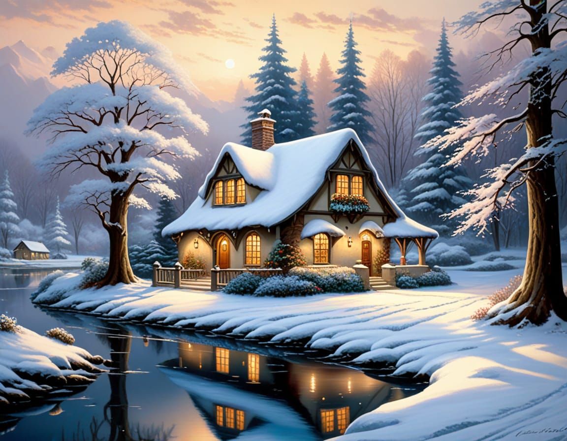 Whimsical Winter Cottage in Enchanting Forest