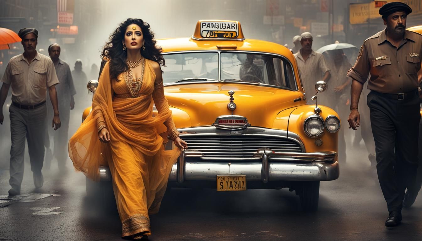 Salma Hayek as Punjabi Taxi Driver in Noir Setting