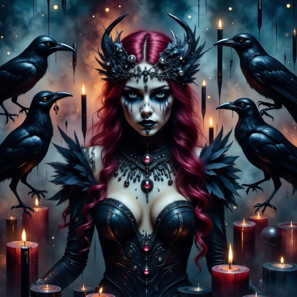 Fae Witch Portrait in Cyberpunk 2099 Cityscape