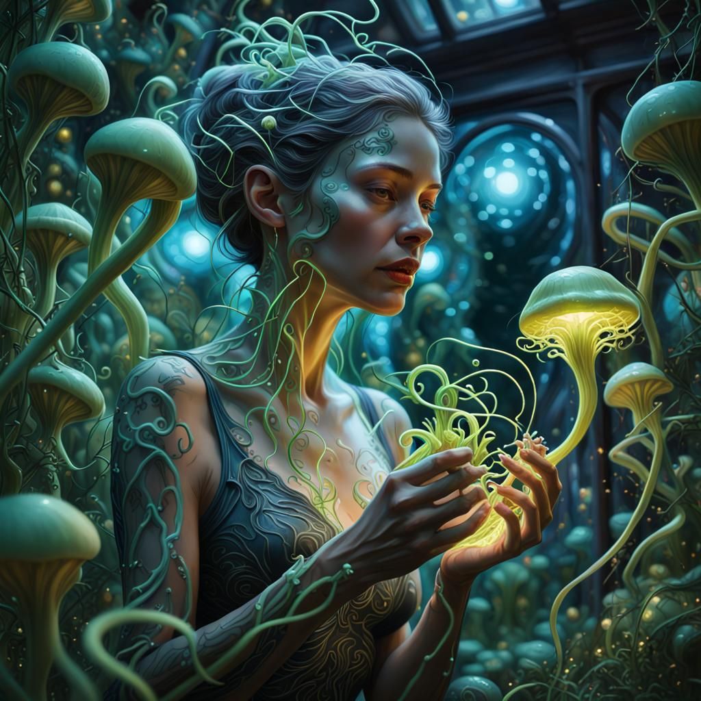 Madam Gardener with Alien Plants: Hyper-Realistic Fantasy Ar...
