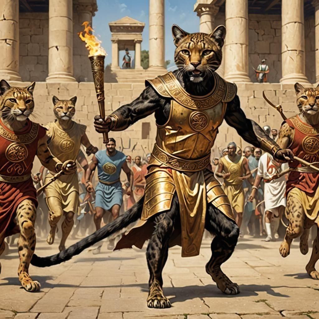 Epic Olympic Torch with Tall Flames