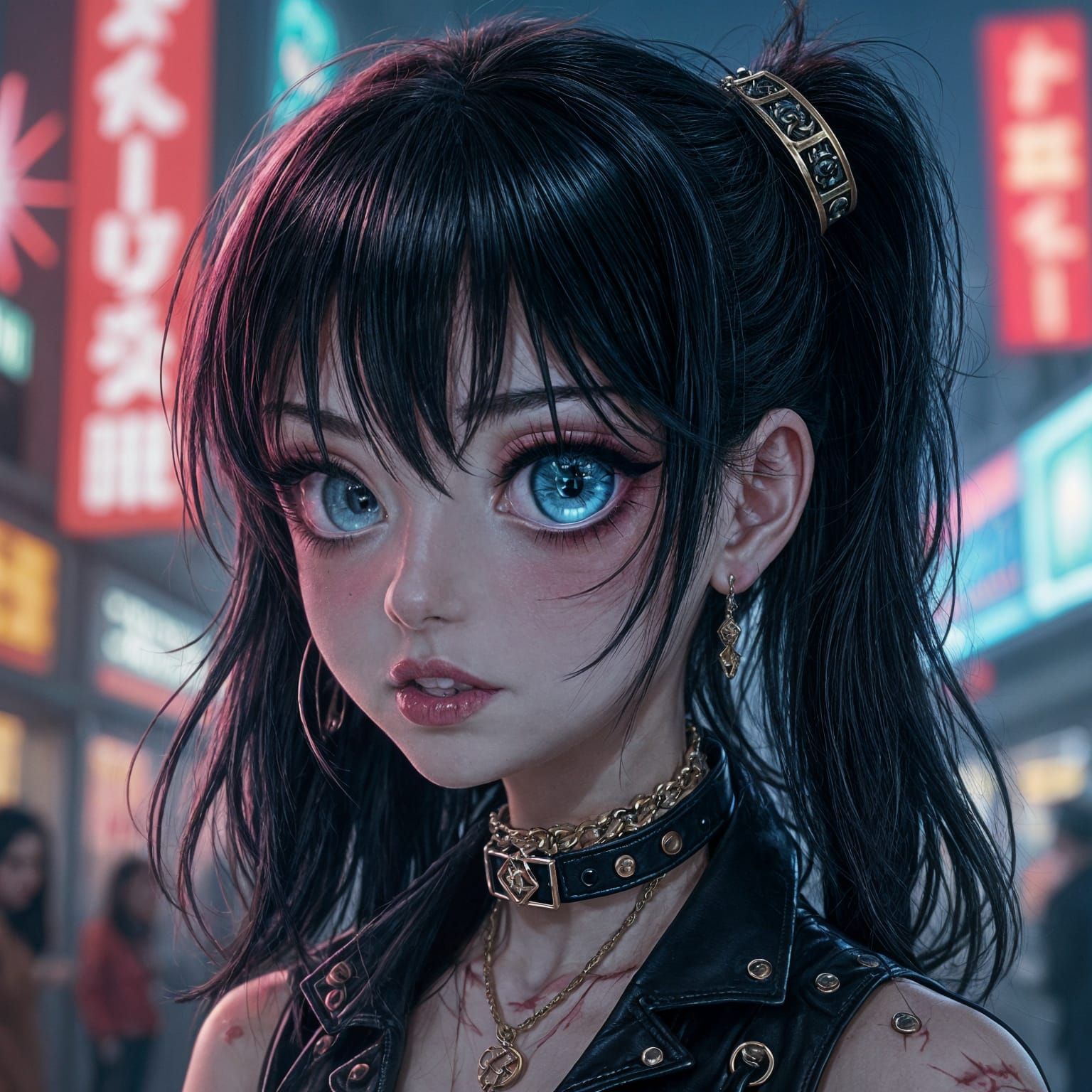 Goth Punk Goddess with Edgy, Rebellious Style