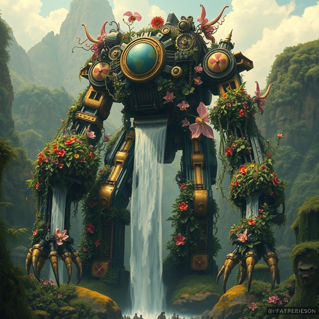 Steampunk Robot Guardian of the Hidden Jungle