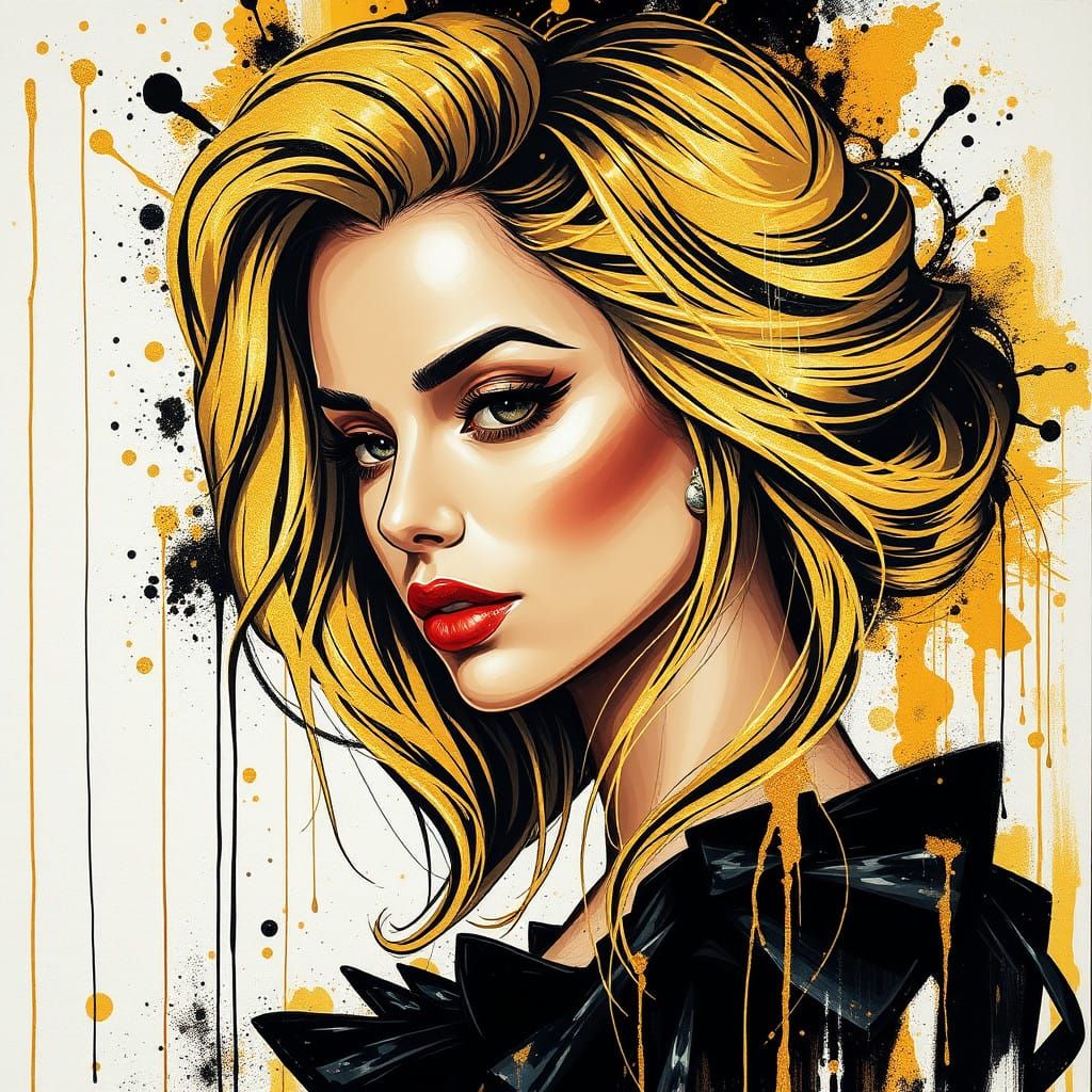 A Locks-Sporting Blonde Beauty in Vibrant Graffiti Art