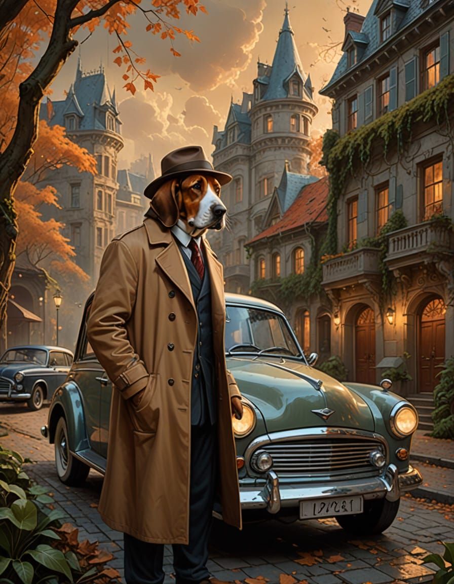 Whimsical Autumn Sleuth in Trenchcoat