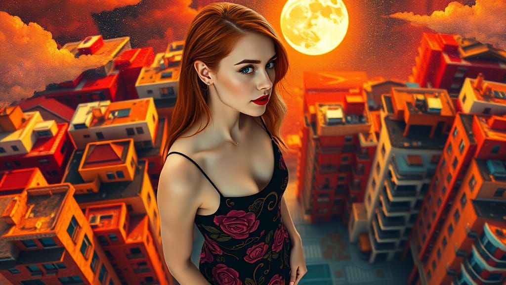 Ethereal City Goddess in Vibrant Metropolis