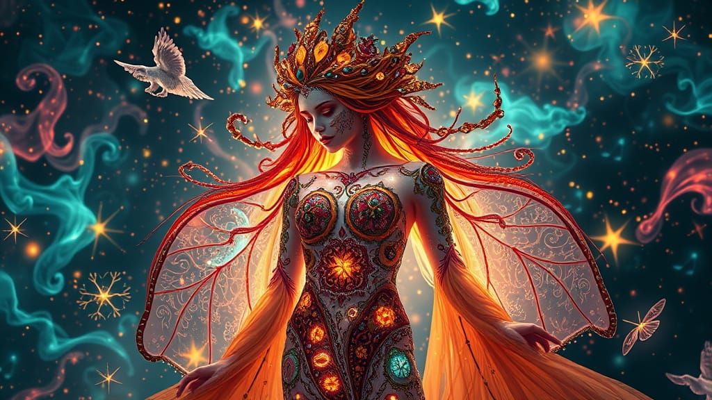 Ethereal Bioluminescent Figure in Dream Plasma Outfit