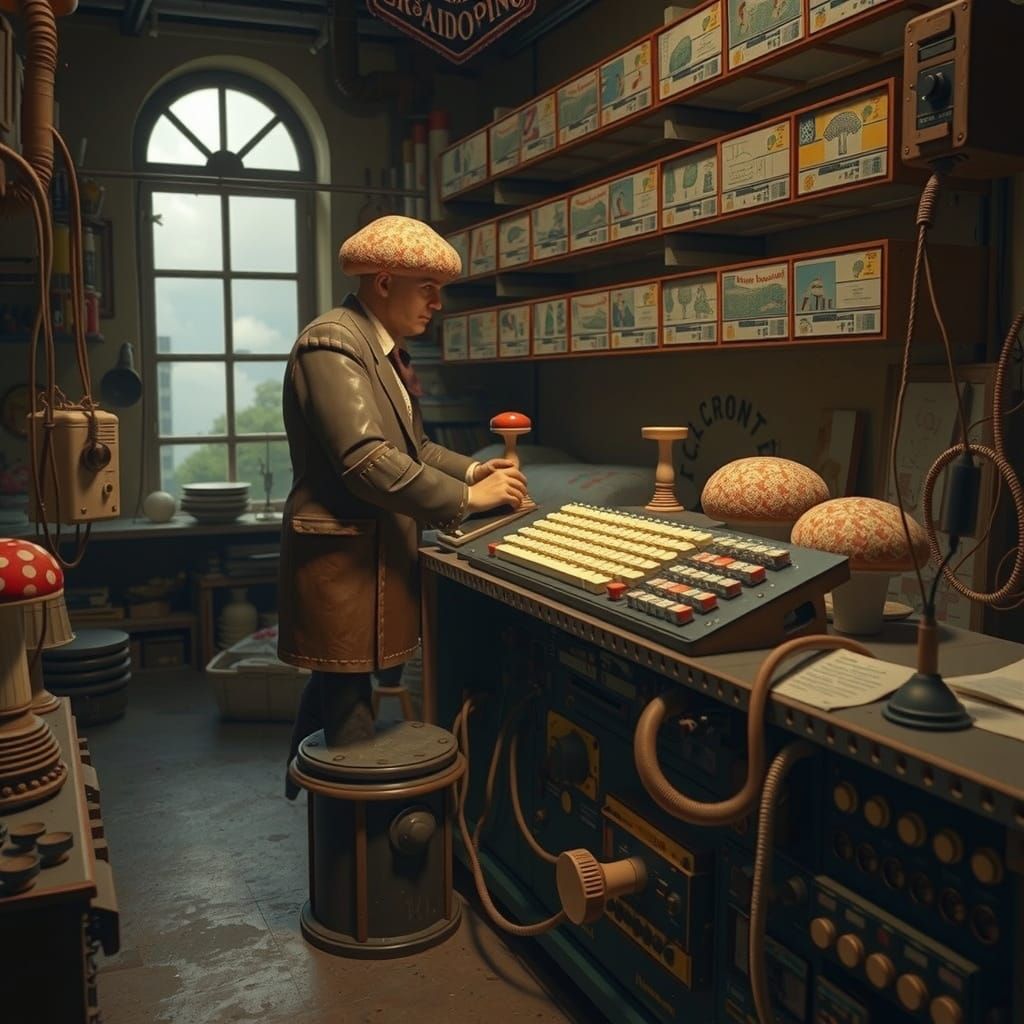 Surreal 17th Century Computer in Dreamlike Setting