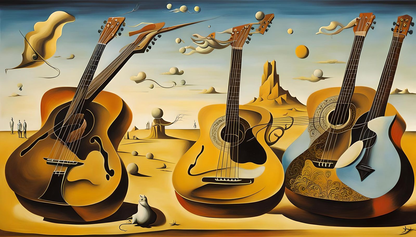 Surreal Guitars in a Dali-esque Dreamscape