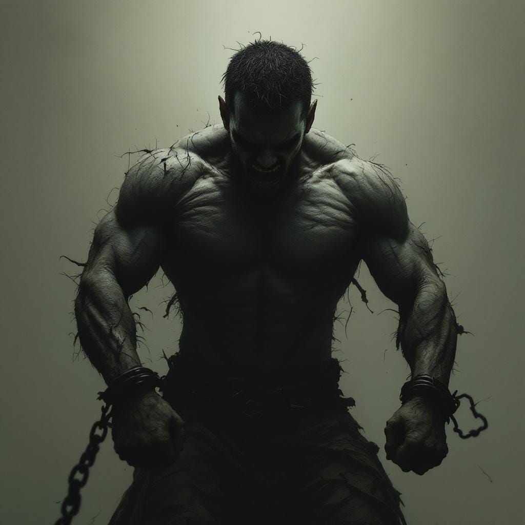 Silhouette Breaking Shackles in Dramatic Digital Painting