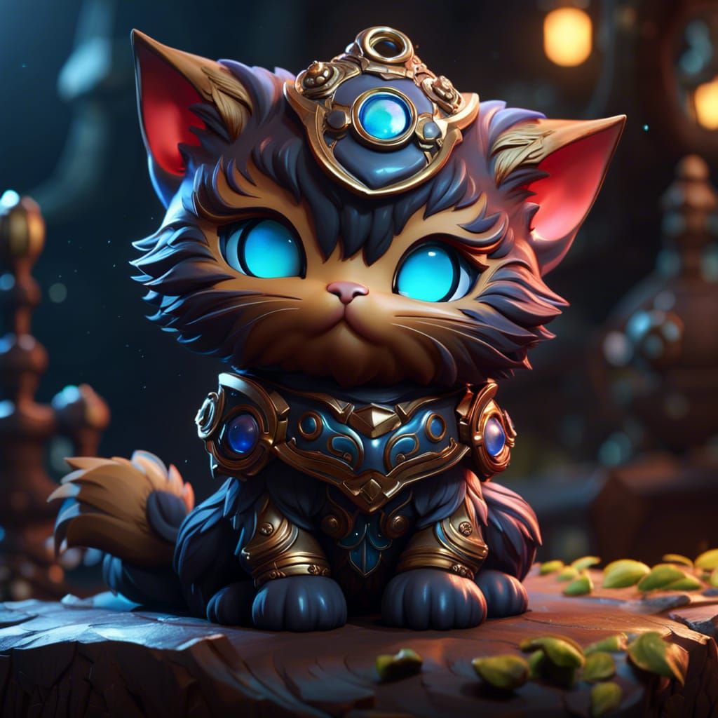Detailed Cat Chibi Fantasy Concept Art