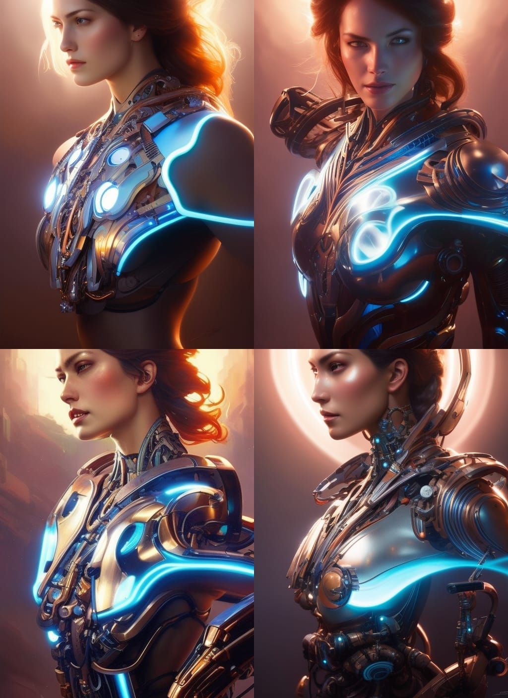 Biomechanical Woman Portrait in Hyperdetailed Style