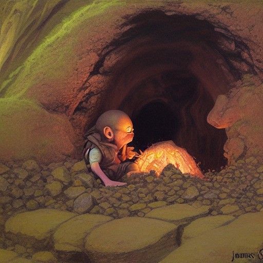 Goblin Feast: Oil Painting in a Cave